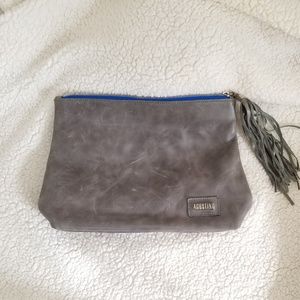 Agustino Gray Leather Clutch NEW!
